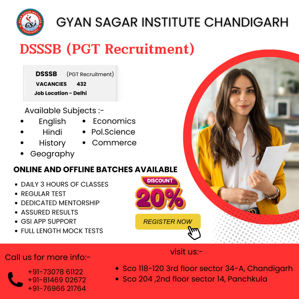 DSSSB PGT Recruitment 2025 DSSSB Coaching in chandigarh